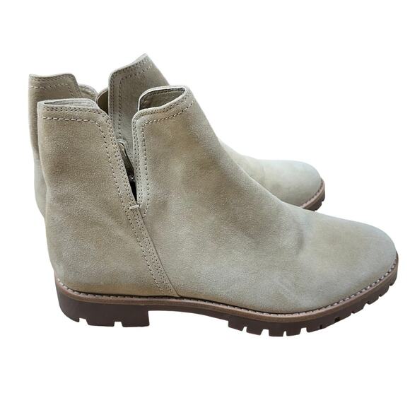 Vince NWOB Jacee Weatherproof Suede Ankle Boots in Sand Size 8.5M Side Zip - Picture 2 of 8